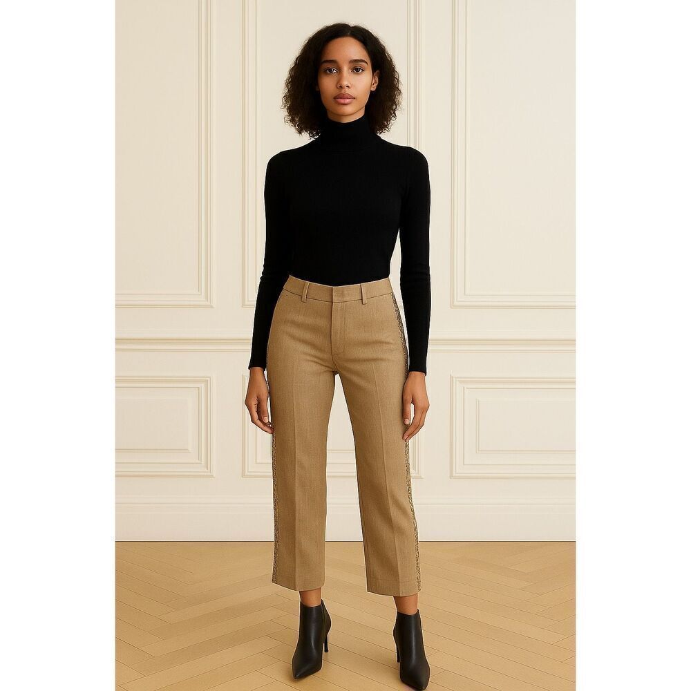 Marciano Striped Linen Blend Pants with Sequined Side Panel 2